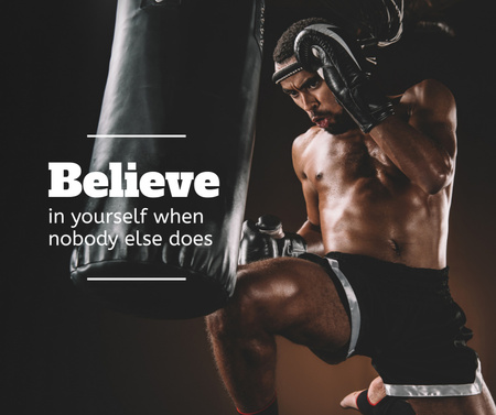 Ontwerpsjabloon van Facebook van motivationele zin met boxer
