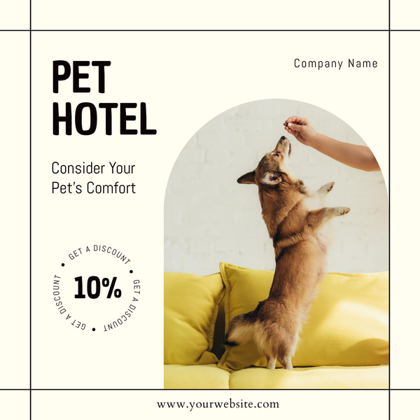 Pet Hotel Ad with Playing Dog
