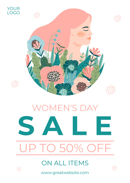 Sale on Women's Day Poster Πρότυπο σχεδίασης
