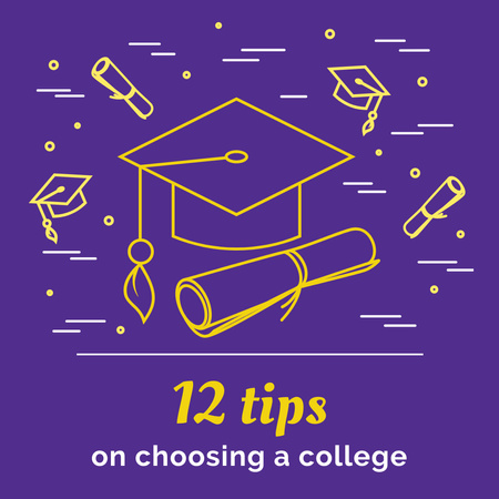 Choosing college tips on Purple Instagram Design Template