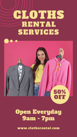 Ontwerpsjabloon van Instagram Video Story van Rental clothes services pink