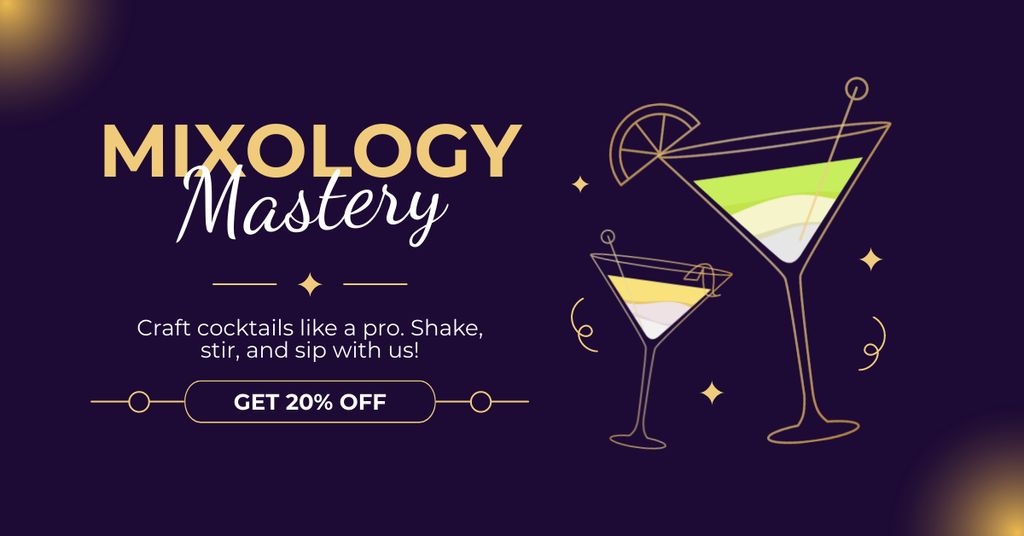 Discounted Drink Mixology Classes Offer Facebook ADデザインテンプレート