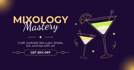 Discounted Drink Mixology Classes Offer Facebook AD Design Template