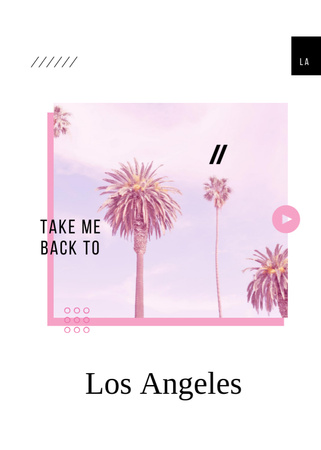 Los Angeles city palms Postcard 5x7in Vertical Design Template