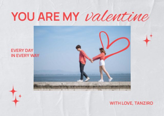 Cute Valentine's Day Holiday Greeting Postcard – шаблон для дизайна