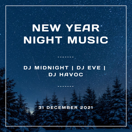 New Year Party Announcement with Night Sky Instagram tervezősablon