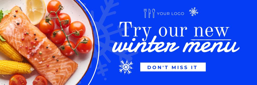 Template di design Winter Menu Ad with Salmon Email header