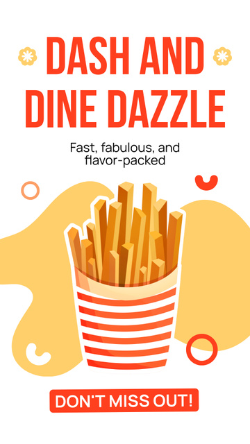 Designvorlage Fast Casual Restaurant Ad with Tasty French Fries Offer für Instagram Story