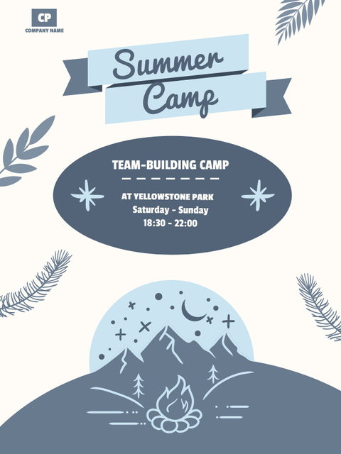 Ontwerpsjabloon van Poster US van team building summer camp with Starry Sky