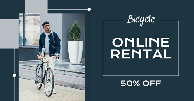 Online Bike-to-Work Rental Services Facebook AD Modelo de Design