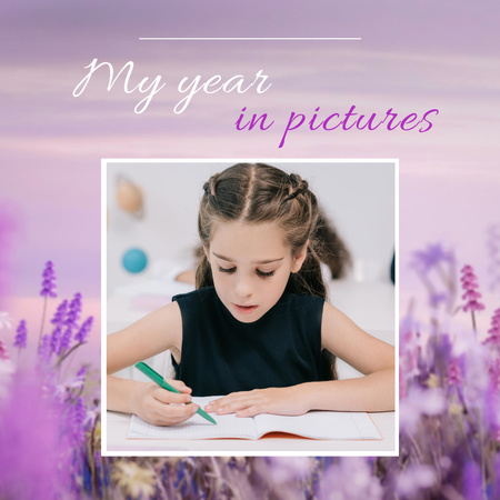 School Graduation Album with Schoolgirl Photo Book Design Template