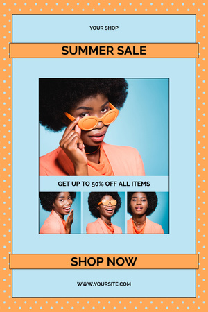 Designvorlage Summer Sale of Sunglasses Ad with Photo Collage für Pinterest
