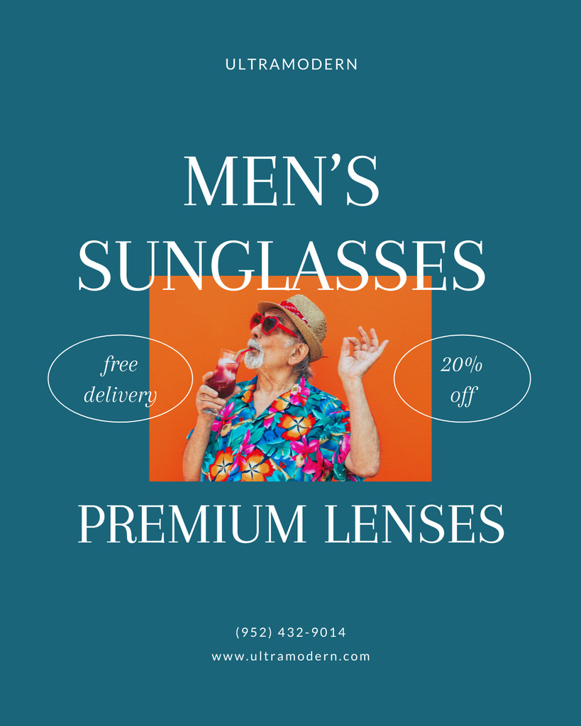 Sale Offer of Men's Sunglasses Poster 16x20in Modelo de Design