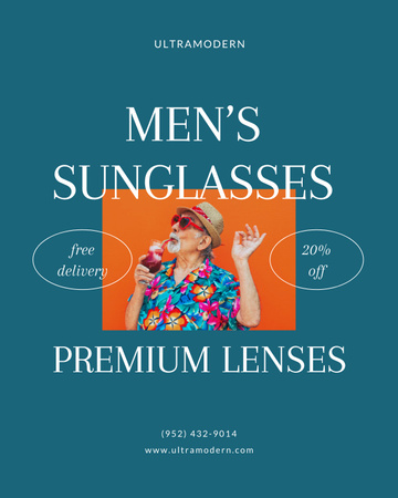 Designvorlage Men's Sunglasses Sale Offer für Poster 16x20in