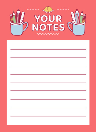 School Work Goals Pink Notepad 4x5.5in Design Template