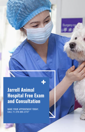 Vet Clinic And Doctor Holding Dog Invitation 5.5x8.5in Design Template