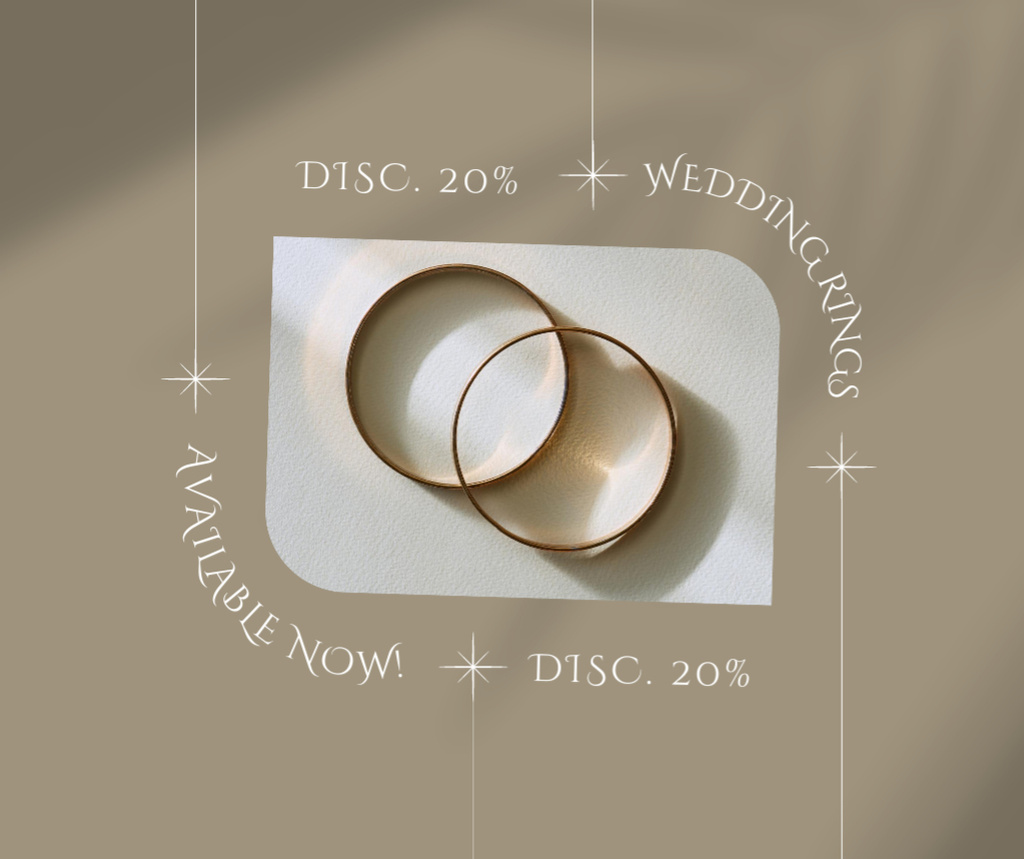 Golden Wedding Rings Promo Facebook tervezősablon