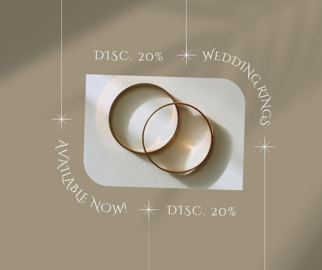 Plantilla de diseño de Golden Wedding Rings Facebook 