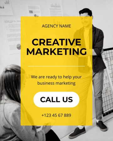 Kreatív digitális marketing ügynökségi szolgáltatások ajánlata Instagram Post Vertical tervezősablon