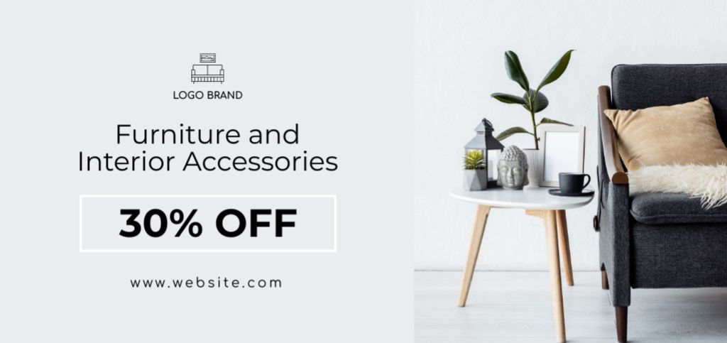Designvorlage Discount on Furniture and Interior Accessories with Plant für Coupon Din Large