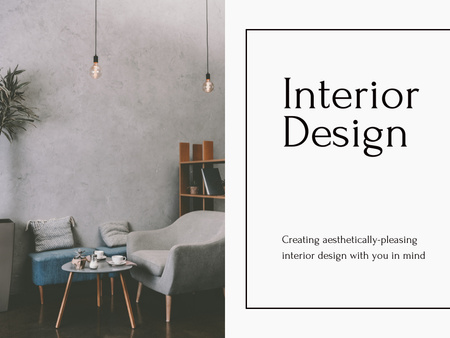 Designvorlage Moderne ästhetische Innenarchitektur Grau für Presentation