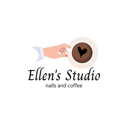 Exclusive Offer of Nail Salon Services With Coffee Logo 1080x1080px Modelo de Design