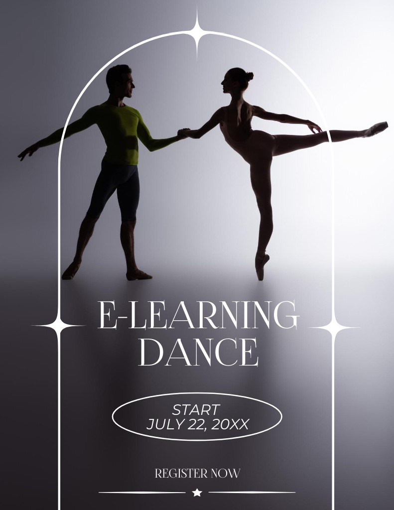 E-learning Dance Course In Pair Offer Flyer 8.5x11in – шаблон для дизайну