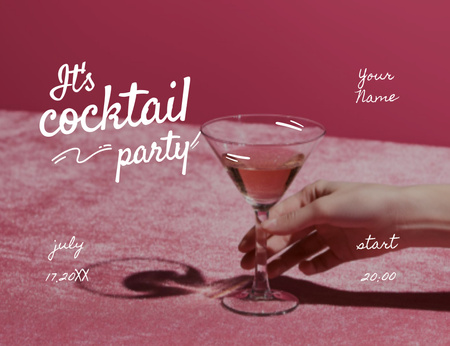 Modèle de visuel Party Announcement With Cocktail Glass - Invitation 13.9x10.7cm Horizontal