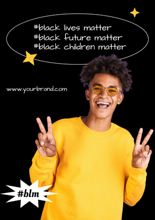 Protest against Racism with Young African American Guy Poster Design Template