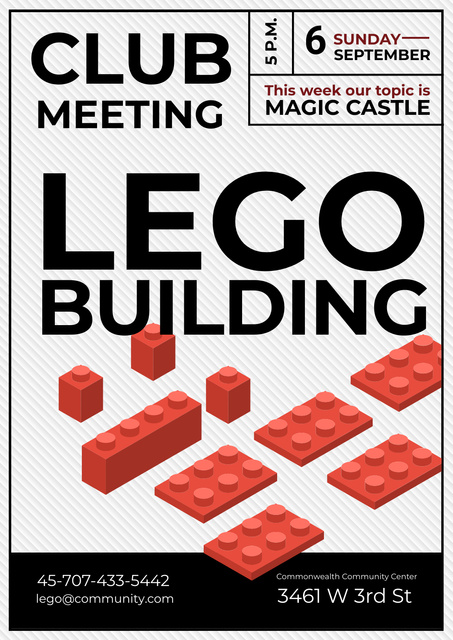 Lego building club meeting Poster Design Template