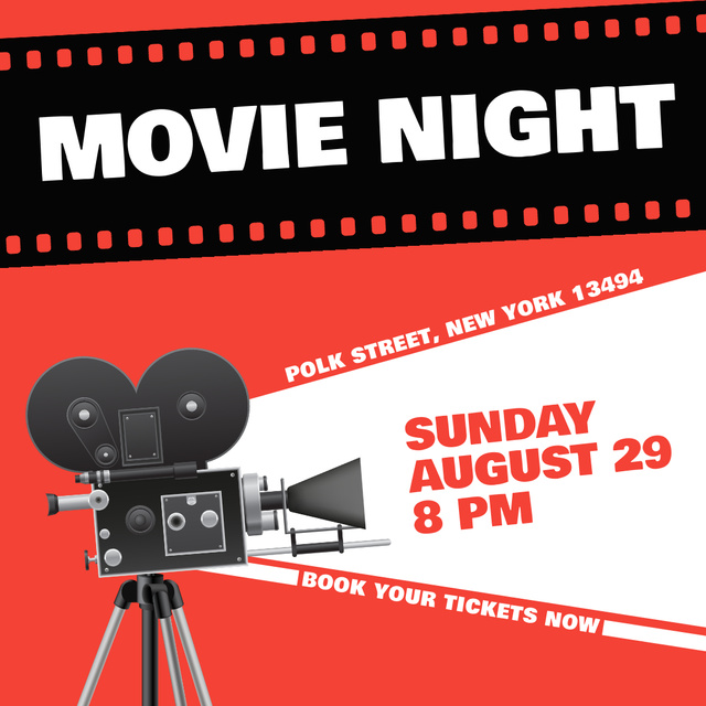 Plantilla de diseño de Movie Night Announcement with Movie Projector Instagram 