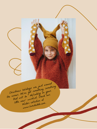 Platilla de diseño Kids' Clothes Ad with smiling Girl Poster US