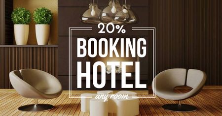 Hotel promotion with stylish room Facebook AD Design Template