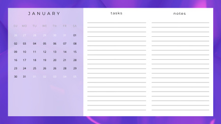 Bright Purple Gradient Frame Calendar Πρότυπο σχεδίασης