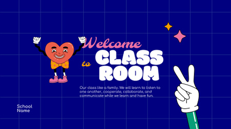 Splendid Back to School Announcement With Character Presentation Wide Design Template