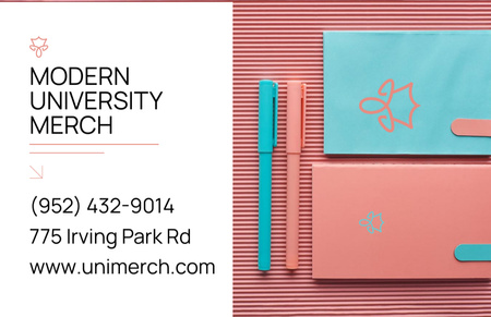 Advertising Modern University Merch Business Card 85x55mm tervezősablon