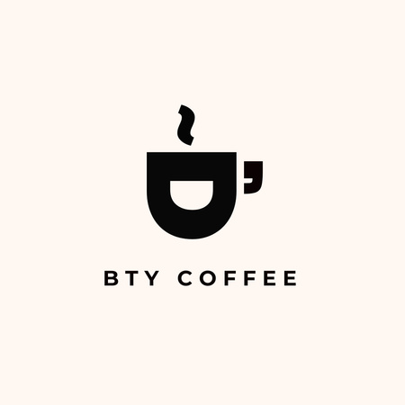 Icon of Cup with Hot Coffee Logo Design Template
