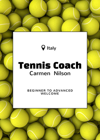 Tennis Classes Ad Postcard A6 Vertical Design Template