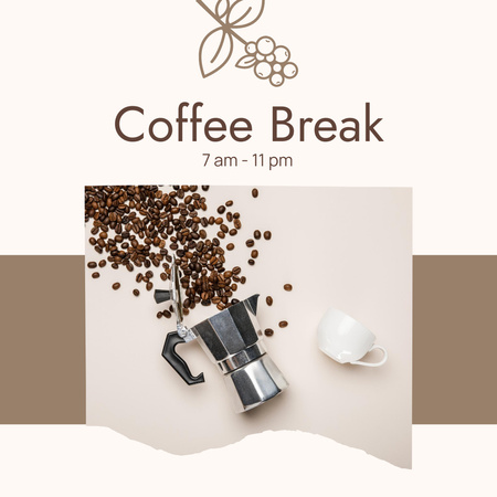 Cafe Ad with Coffee Maker Instagram Design Template