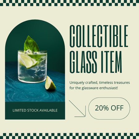 Classic Glass Drinkware At Discounted Rates Instagram Design Template