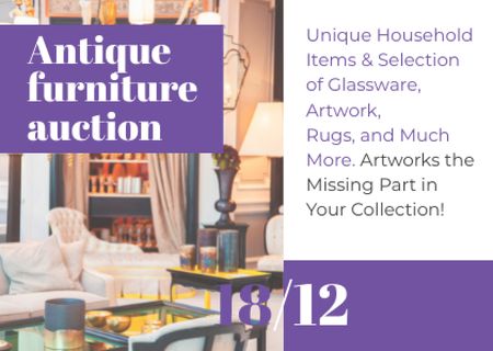 Template di design Antique Furniture Auction Card