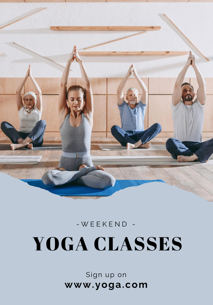 Platilla de diseño Yoga Class with People Meditating Poster 28x40in