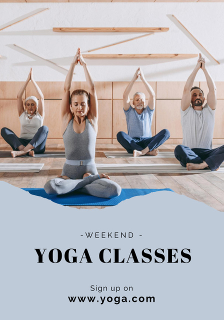 Yoga Class with People Meditating Poster 28x40in – шаблон для дизайну