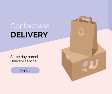 Contactless Delivery services offer Facebook Design Template