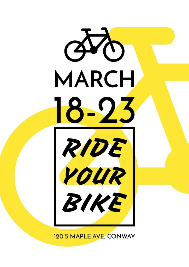 Event Announcement with yellow Bike Poster tervezősablon