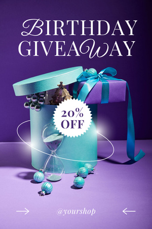Modern Announcement Of A Birthday Giveaway With Violet And Blue Colors Pinterest Design Template