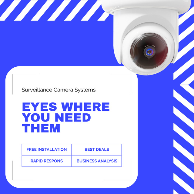 Security Systems Promotion on Blue Layout Animated Post Design Template