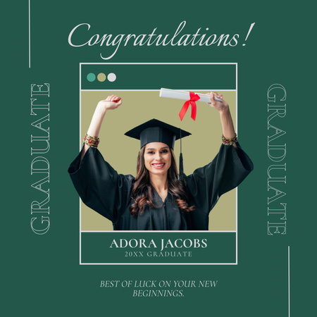 Plantilla de diseño de Felicitaciones por graduarse en verde Instagram 