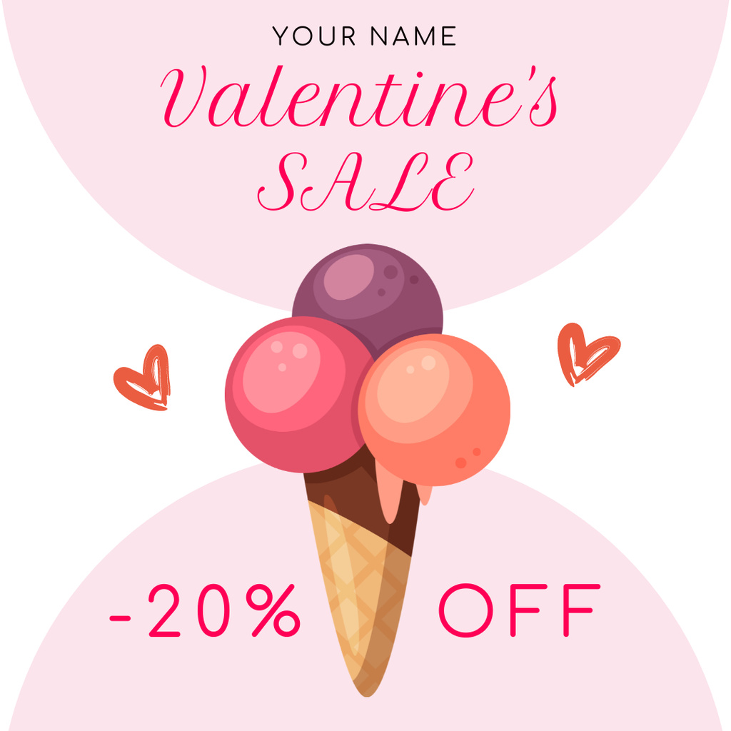 Valentine's Day Ice Cream Discount Offer Instagram AD – шаблон для дизайна