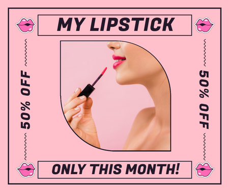 Platilla de diseño Monthly Discount on Pink Lipstick Facebook